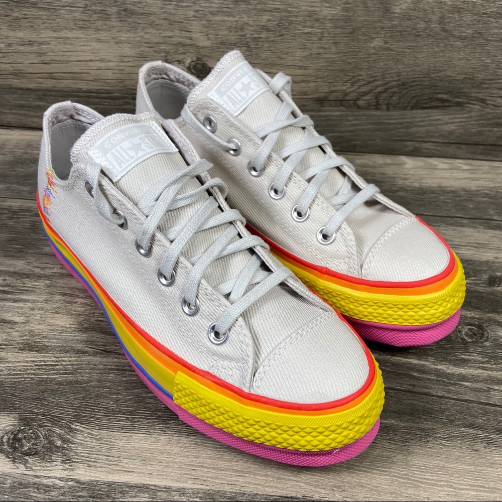 Converse CTAS Lift Low ‘Rainbow Vintage White' - Picture 1 of 10